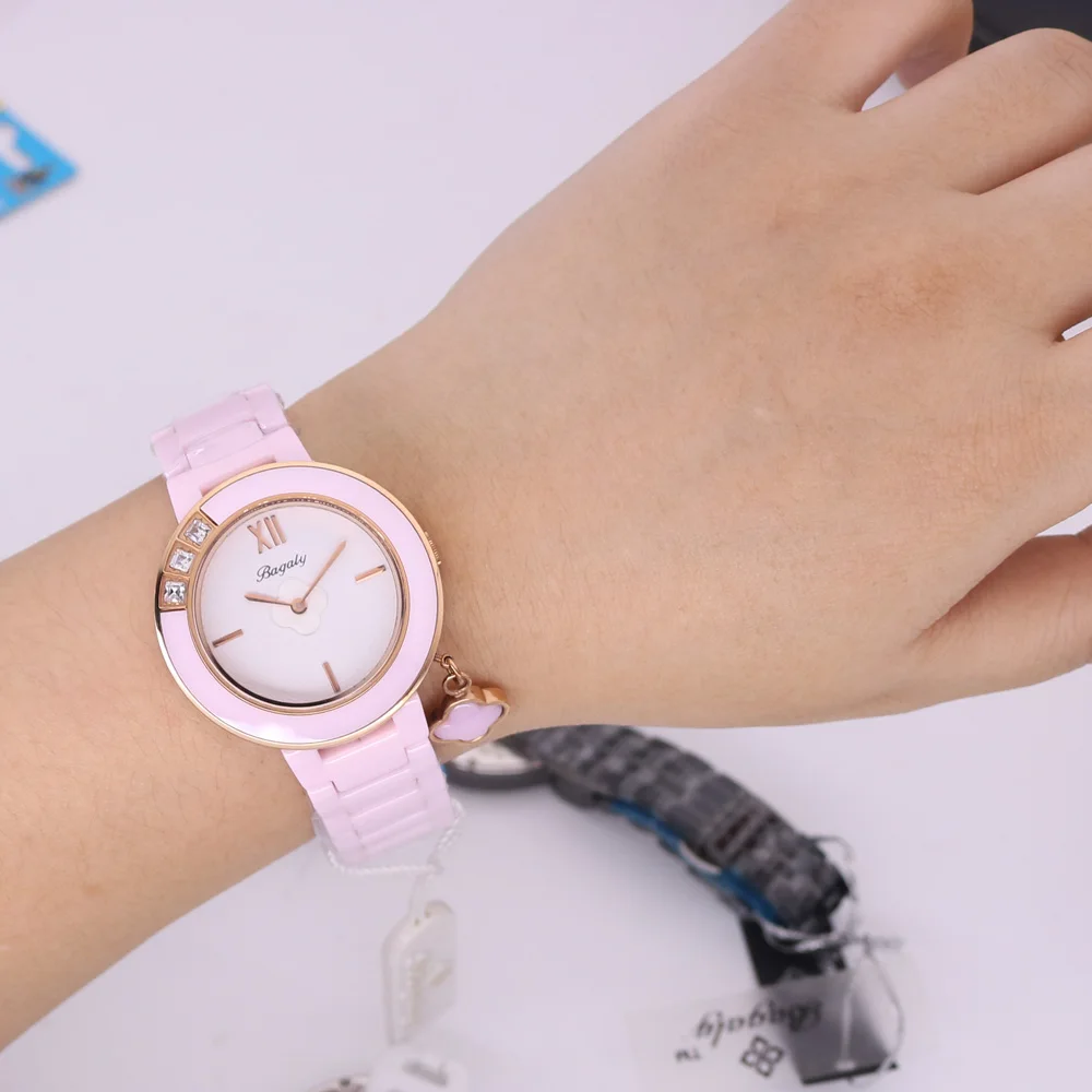 SALE!!! Discount Bagaly High-tech Ceramic Rhinestones Lady Men's Women's Watch Japan Mov't Hours Bracelet Girl's Gift No Box