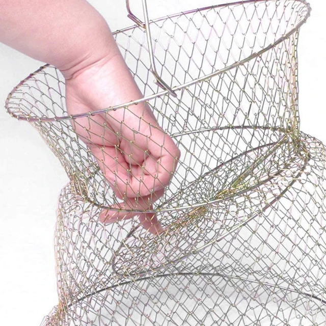 BPS Large Wire Crab Fishing Net Basket Portable Steel Eel Mesh with Handle  Cage Round Basket Steel Wire Folding Classroom Fishing Portable Trap with  Fish Spring Door - AliExpress
