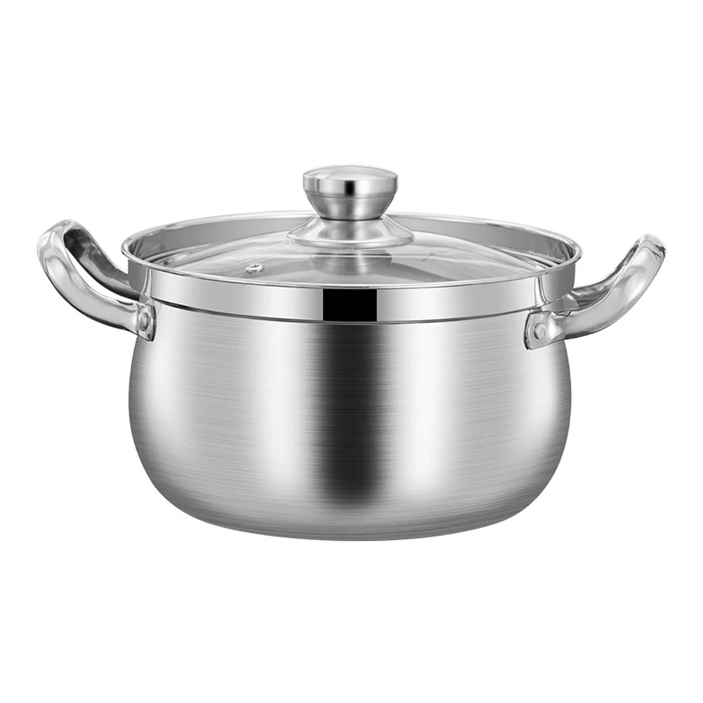 

1pcs Stainless Steel Soup Pot With Glass Lid For Cooking Soups Vegetables Noodles Goulash Home Kitchen Cookware Accessories