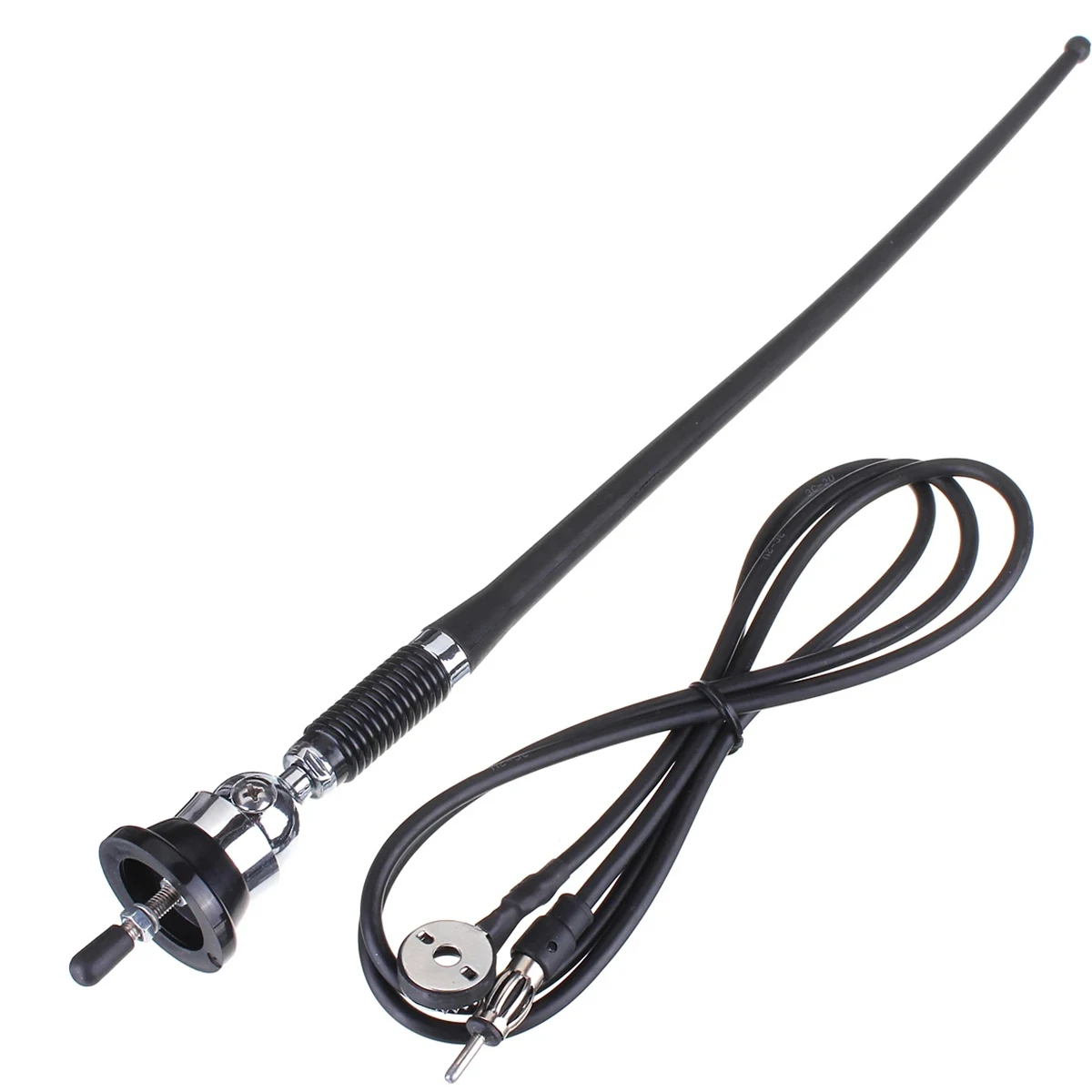 17in Car Roof Radio Antenna Car Radio Aerial AM-FM Rubber Antenna with 180degrees Swivel Base and Cable Roof Mount Signal Aerial