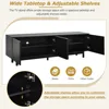 Modern TV Stand for 80"+ TV, 70" Wood TV Console with Arched Doors, Arch Entertainment Center with 2 Storage Cabinets 3