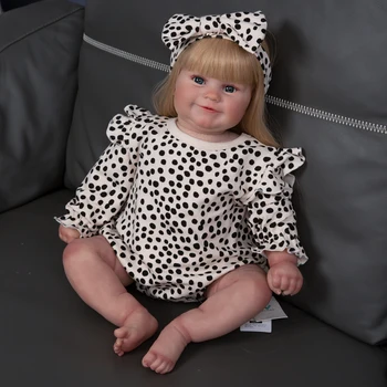Blonde Chubby Girl Doll Reborn Toddler 60cm Baby Doll Children Gift Toys 1