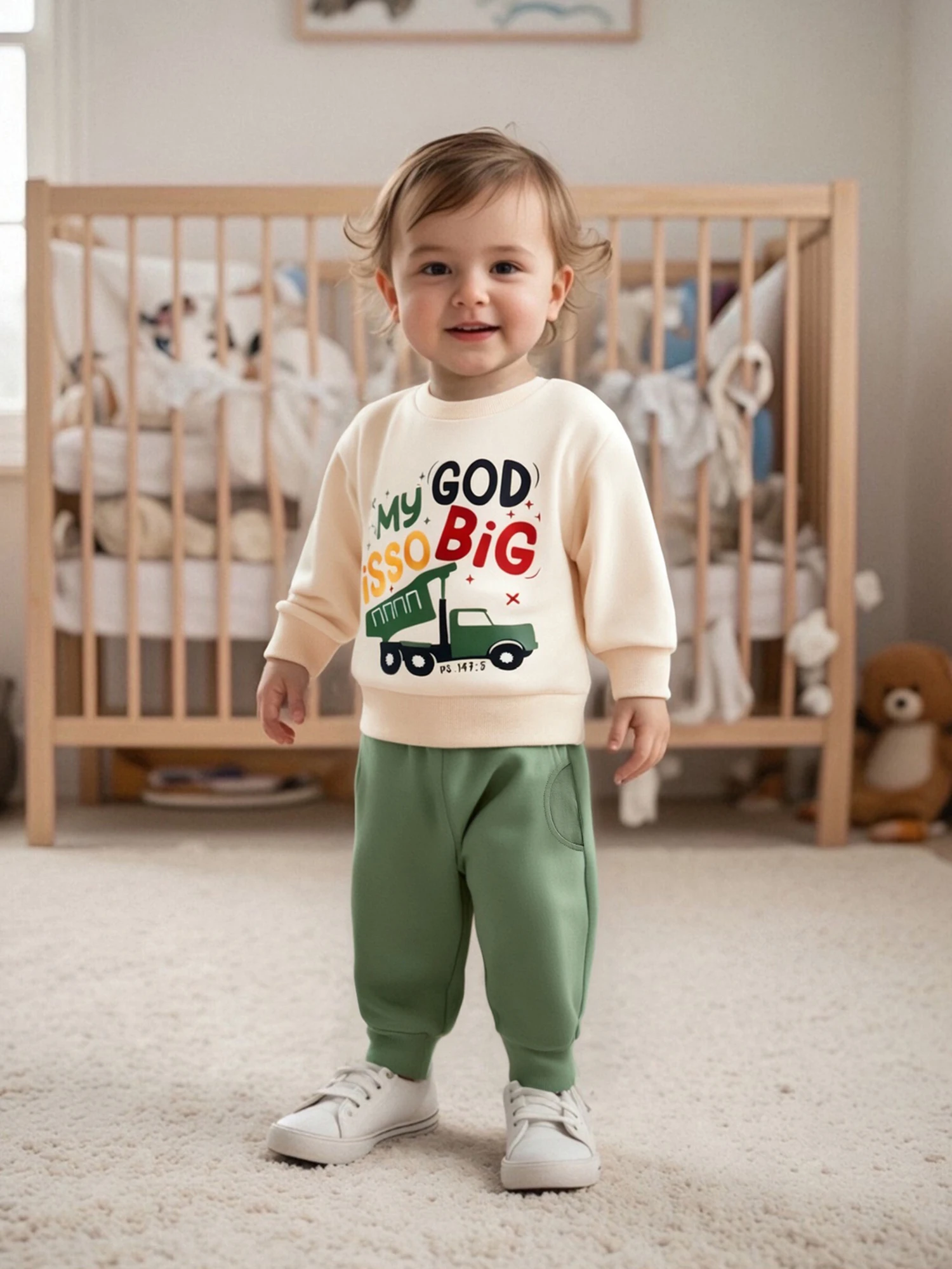 FOCUSNORM 0-4 Jahre Kleinkind Baby Jungen Herbst Winter Kleidung Sets Outfit Truck Brief Drucken Langarm Sweatshirt und Feste Hosen – Detail 10