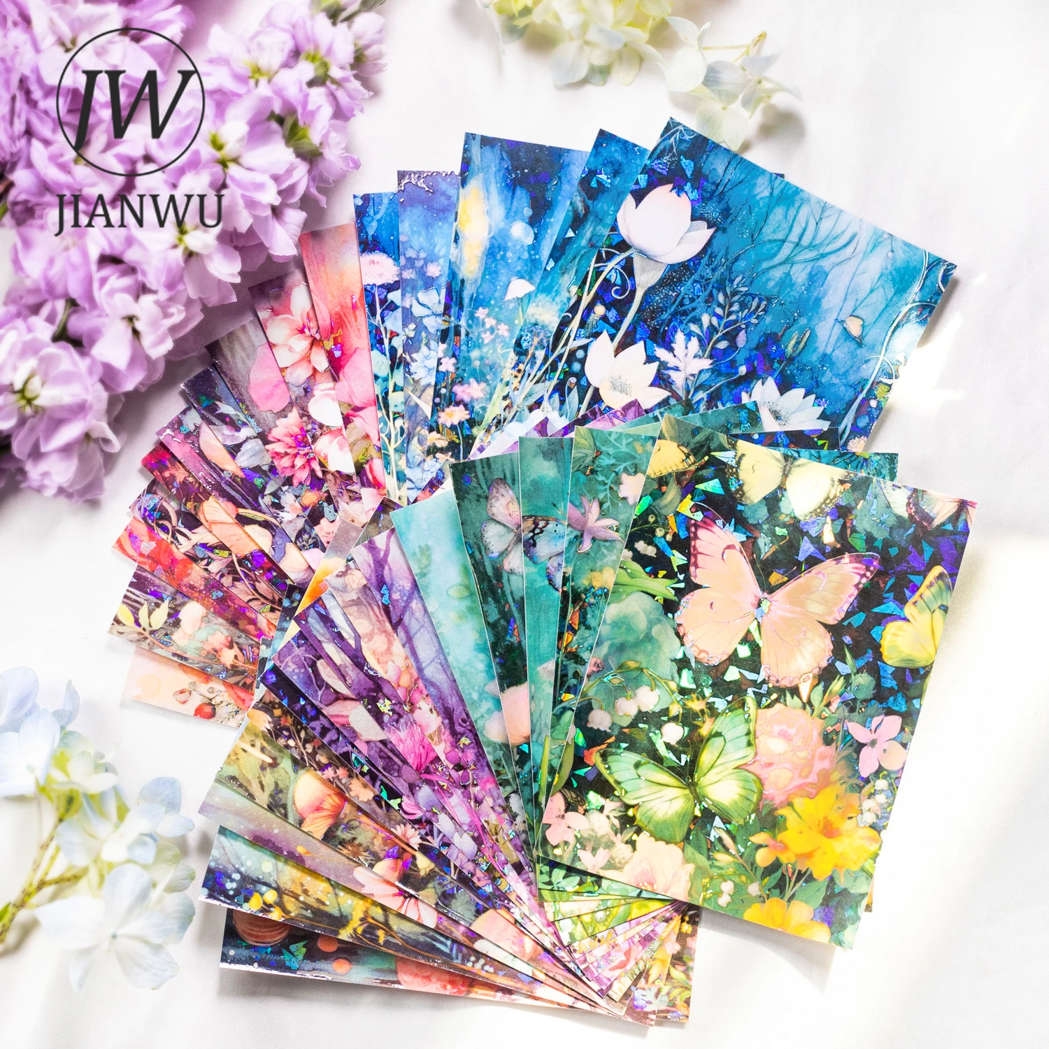 

JIANWU 5 Sheets Deep in The Garden Series Vintage Flower Material Decor Washi Sticker Creative DIY Journal Collage Stationery