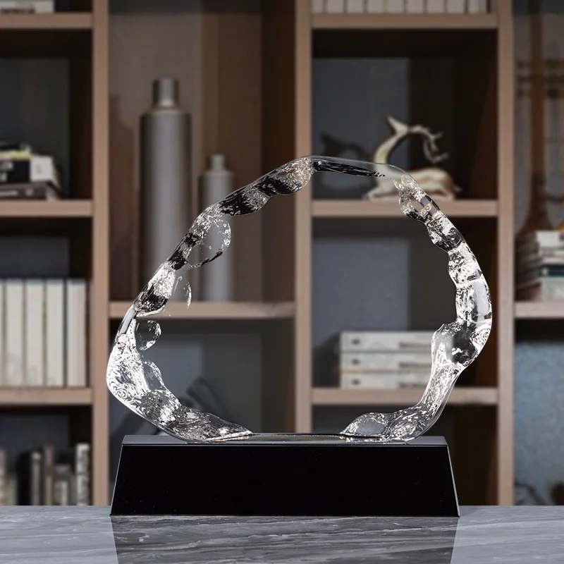 Customized Iceberg Crystal Trophy, Creative High-end Excellent Employee Company Annual Meeting Awards, Honor Plaque Decor, 1Pc