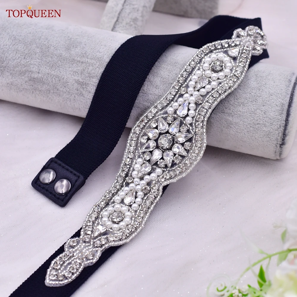 TOPQUEEN S18-B Women Dress Elastic Belt Gown Decoration Rhinestones Appliques Dresses for Female Fashion Crystal Diamond Belts