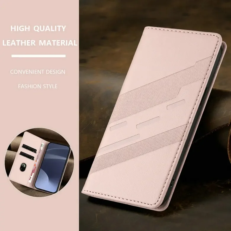 Luxury Leather Wallet Case with Magnetic Closure and Card Holder
