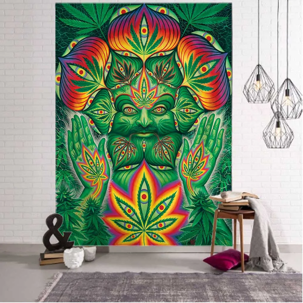 

Psychedelic Art Print Tapestry Maple Leaf Animal Witchcraft Hippie Wall Hanging Boho Wall Decor Mandala Room Art Deco Aesthetics