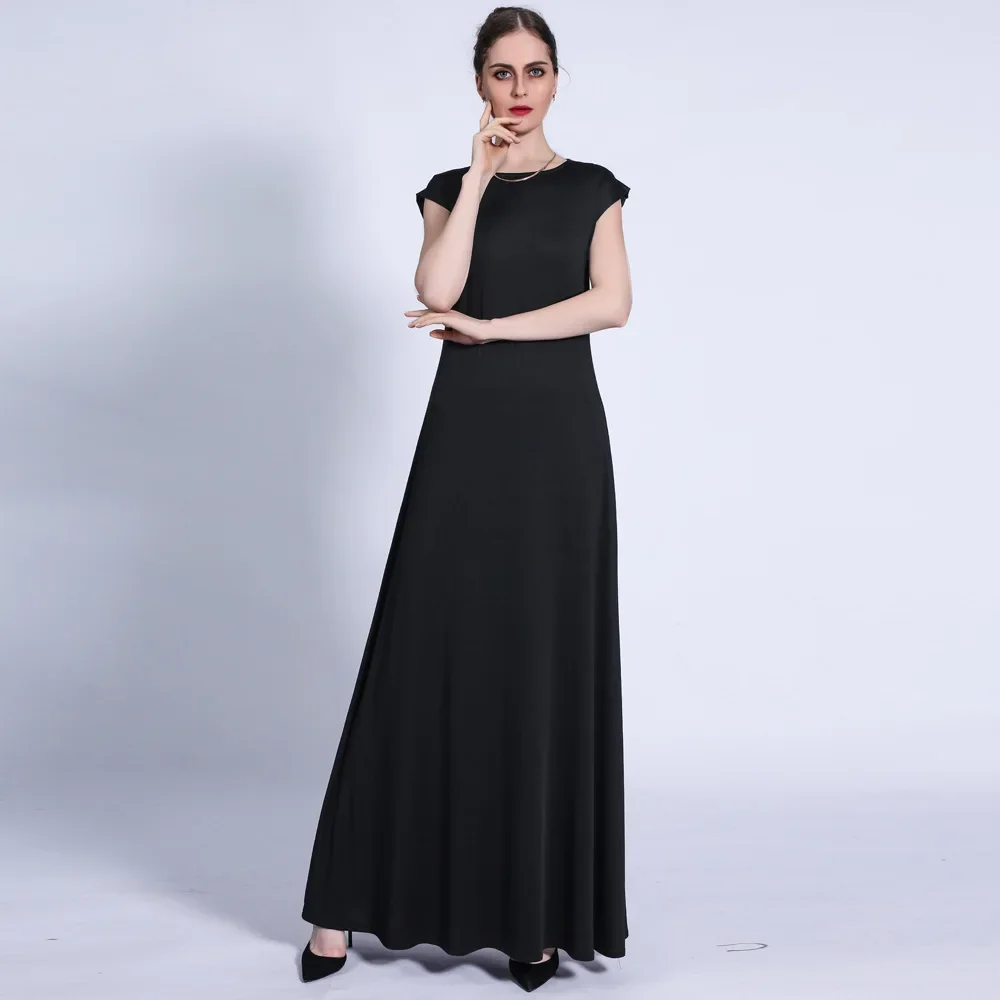 White Muslim Under Abaya Inner Dress Modest Sleeveless Slip Dresses for Women Islam Clothing Abayas Dubai Turkey Ramadan Outfit