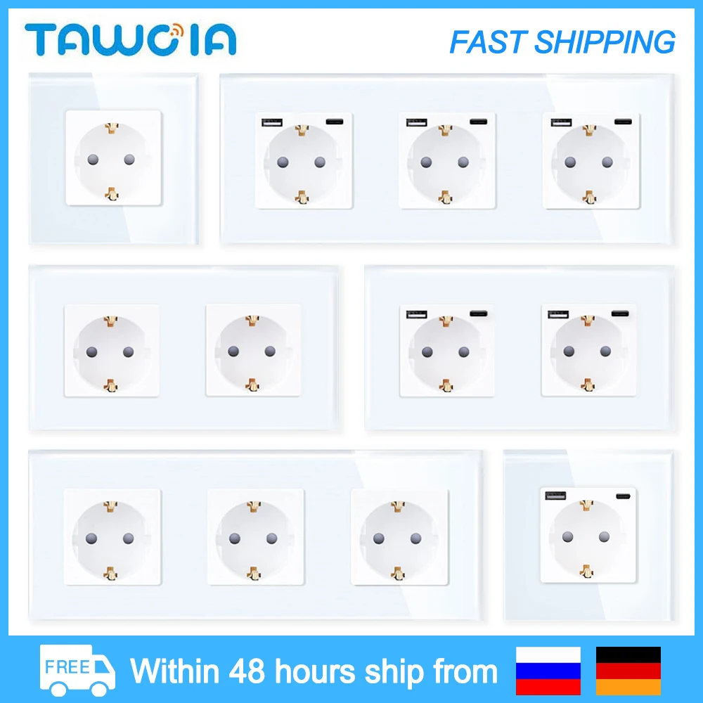 TAWOIAEUStandardSinglePowerSocketTouchSwitchUSBWallSocket