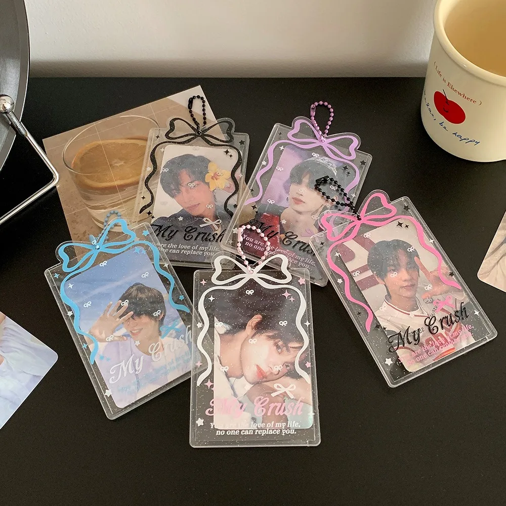 ID Card Protective Case Acrylic Photosicker Holder INS Style Bow Print Card Holder K-pop Idol Photocard Holder Case