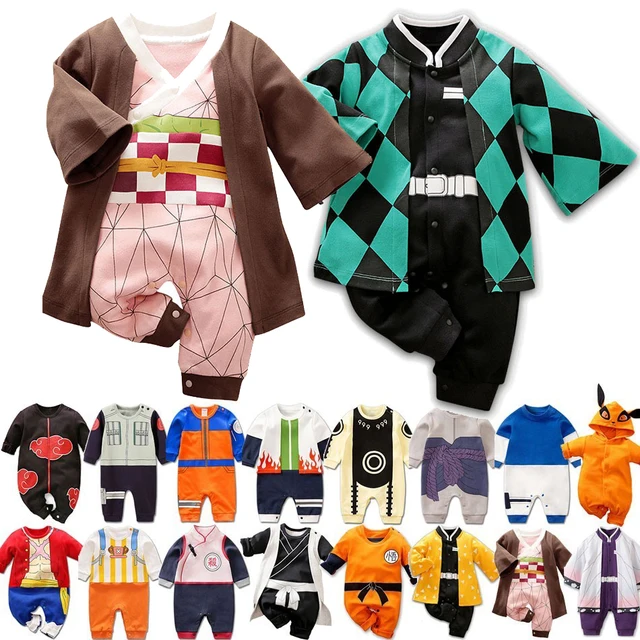Peleles de Anime para bebés de 0 a 18 meses, disfraz de Cosplay para recién nacidos, Akatsuki, Nezuko, Tanjirou, ropa de algodón para niños y niñas