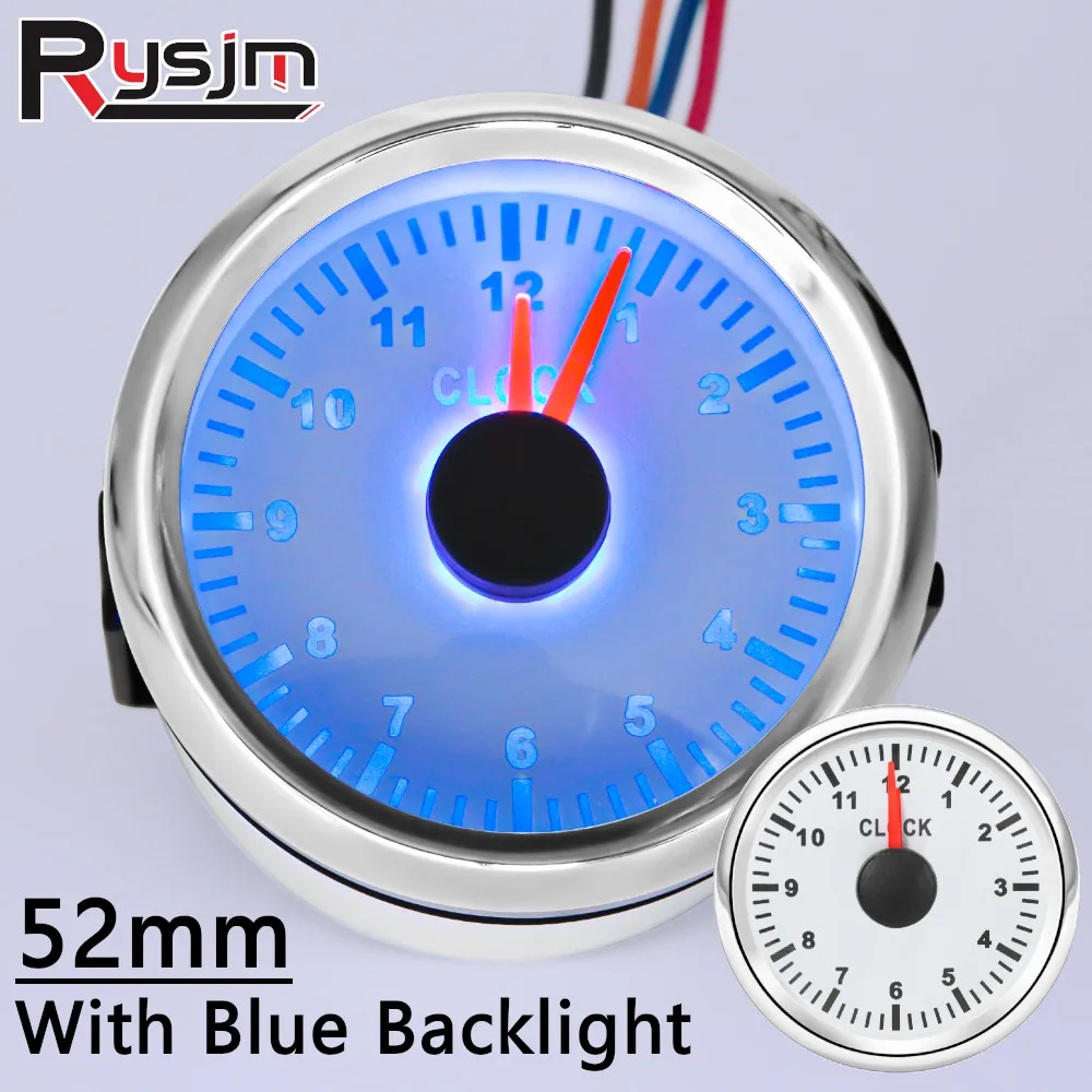 Medidores de reloj de 52mm para coche, cronómetro Universal con retroiluminación azul para barco, camión, yate, moto, puntero, 9-32V