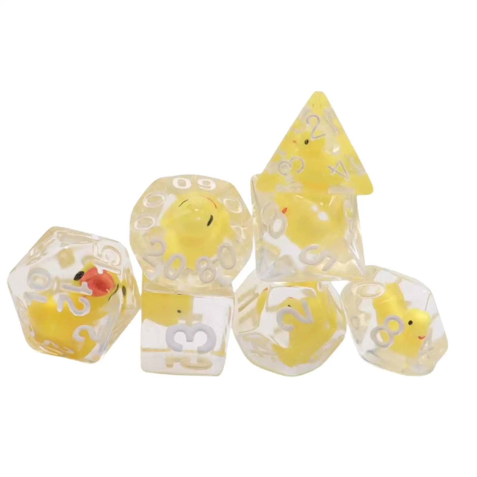 7x Polyhedral Dices Filled with Ducks Animal D4 D8 D10 D12 D20 Multi Sided Dices for KTV Role Playing Game Board Game Card Games 2