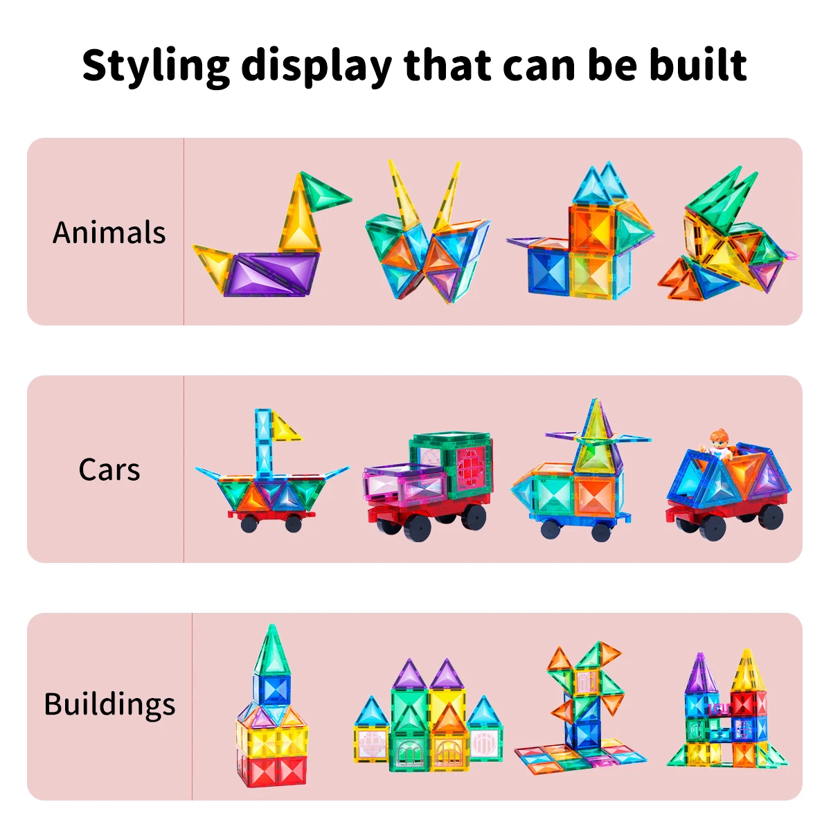Colorful Diamond Surface Magnetic Building Block Toy for Kids Big Size Magnetic Tiles Sets Montessori Educational Toys Magnetic Building Blocks Magnetic Assembly Toy