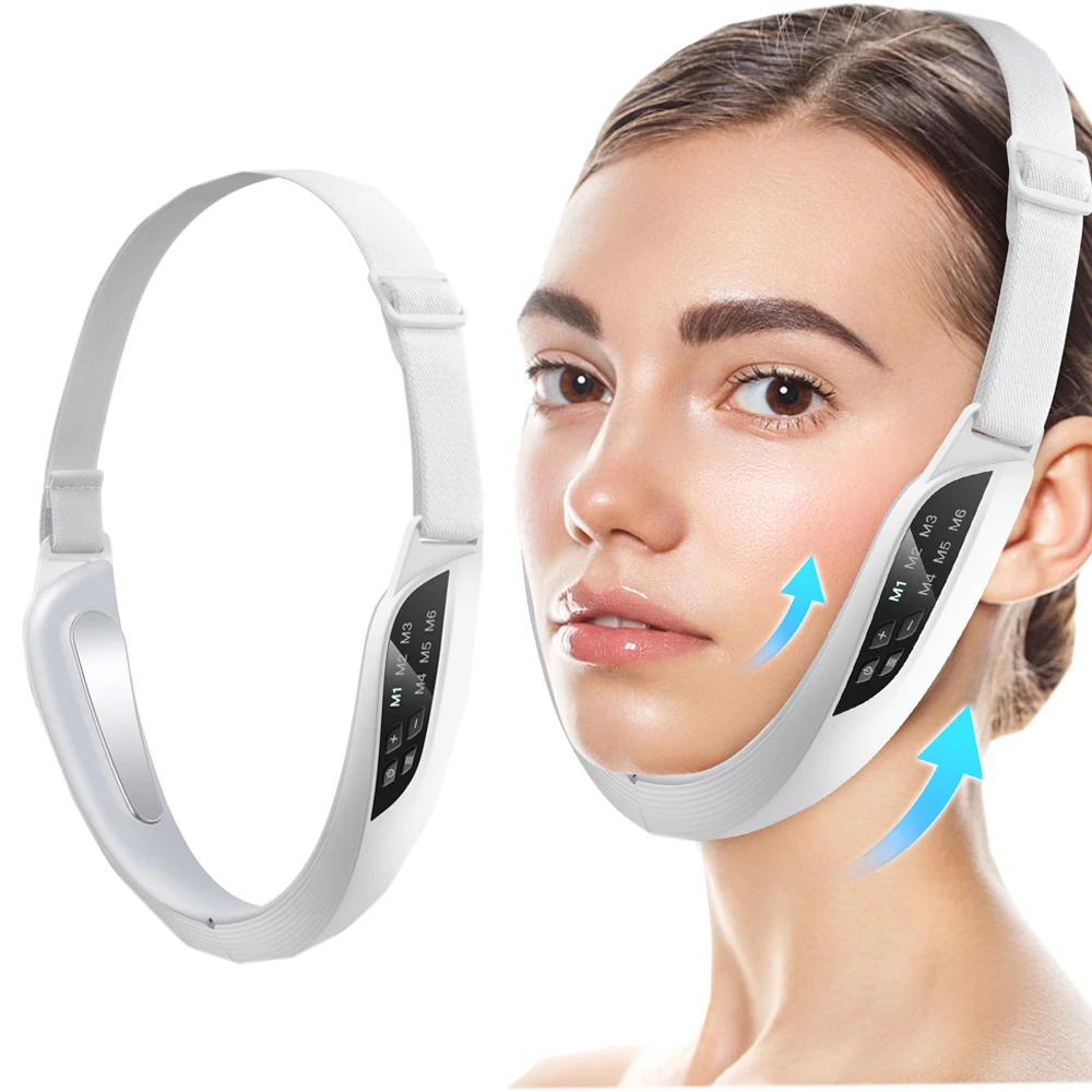 V-Line Face Slimming Lifting Device Facial Massager Face Shaping Beauty Instrument 6 Modes Electric Reduce Double Chin Belt