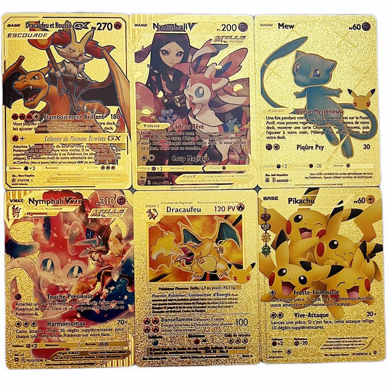 58pc Set Pokemon Card French Gold Silver Foil Board Game Cards Pikachu Charizard Cynthia Action Figure Pocket Monster Collection Aliexpress