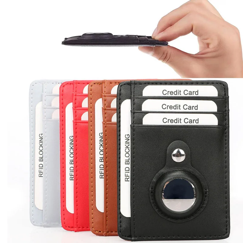

New RFID Wallet Card Slim Minimalist Leather For AirTag Protective Case Shockproof Anti-lost Scratch Fall Protection Shell Cover