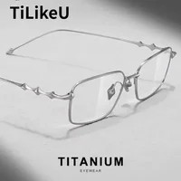 2025 модные корейские титановые очки в оправе, мужские квадратные очки в стиле ретро, прямоугольные очки, женские оптические линзы по рецепту