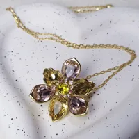 Ensemble de bijoux fins pour femmes, nouvelle série originale de fleurs riches, Quartz Rose, fleur éblouissante, collier, boucle d'oreille, Bracelet, bague, 2025 5