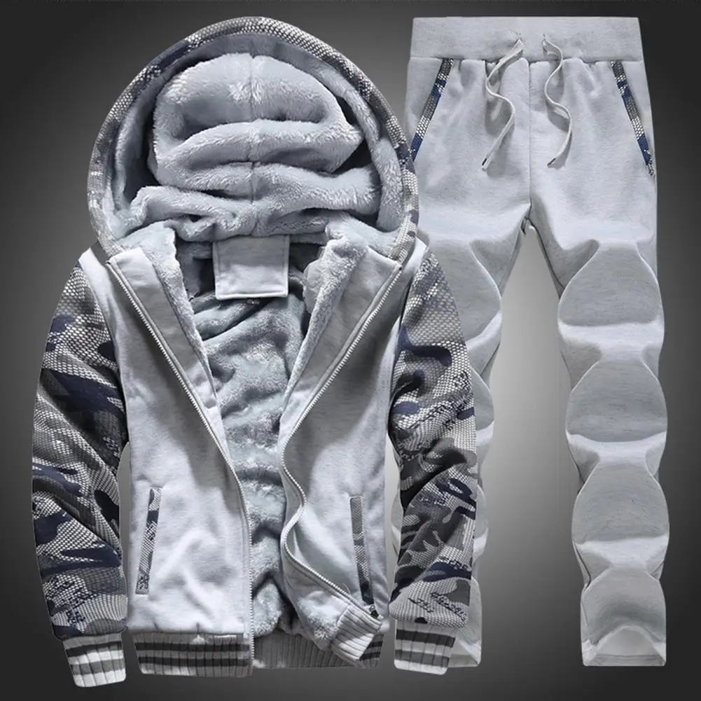 Men's Jacket Winter Camouflage Thicken Hooded Jackets Male Long Sleeve Coat Casual Zip Up Hoodies Streetwear Men's Coat Clothing new mens fleece hoodies diagonal zipper long sleeve hoodie sweatshirts male outwear hoodies pants two piece set sweatshirt