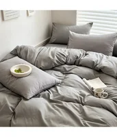 Ensemble de literie en coton, linge de lit solide, avec drap, housse de couette, taie d'oreiller, pour Couple simple, King, Queen, Double, taille 3