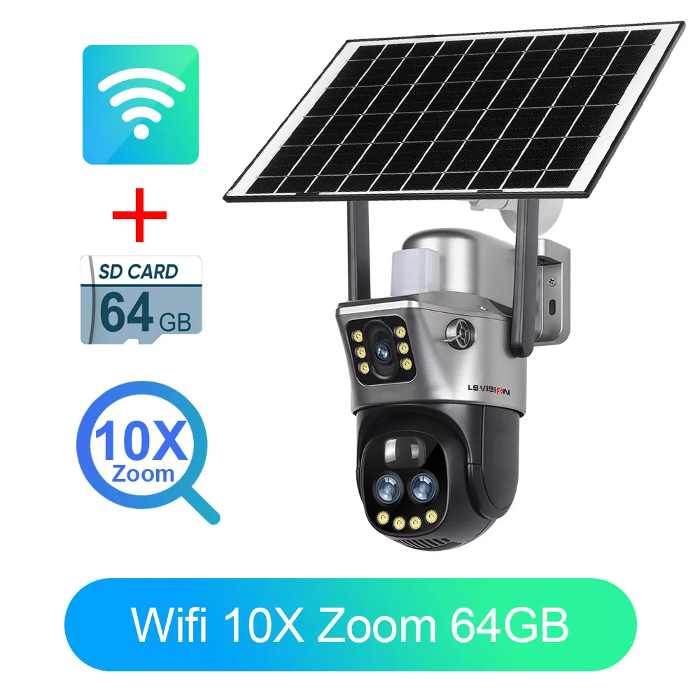 LS VISION 4K 8MP كاميرا شمسية لاسلكية 10X Zoom 4G...
