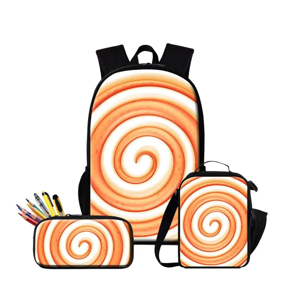 Marshmallow Candy Printed Girls School Bags With Cooler Bag For Pupil 3PCS/Set Women Travel Backpack Primary Bookbag Pencil Case