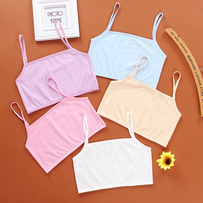 

40Pc/Lot Wholesale Kids Underwear Girls Tank Top Candy Color Undershirt Girls Singlet Baby Camisole Bra Tops Sport