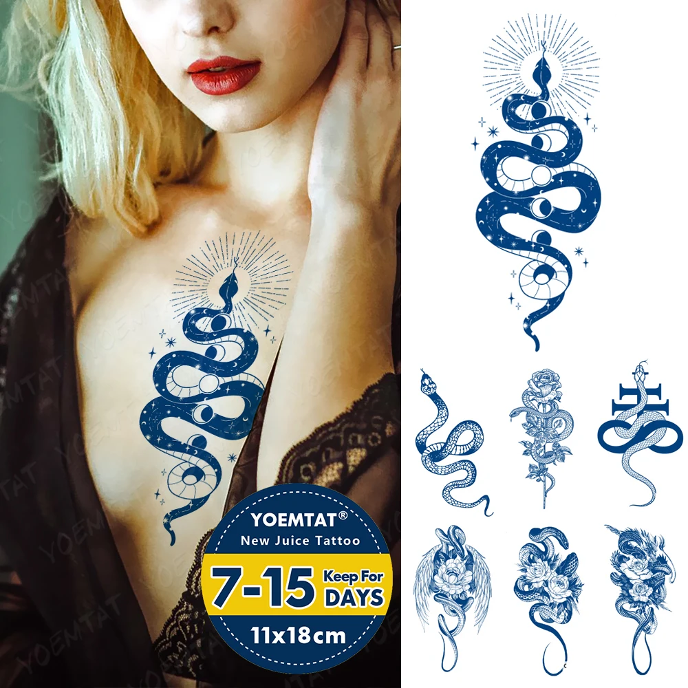 

Semi-Permanent Waterproof Temporary Tattoo Stickers Old School Magic Snake Juice Lasting Ink Genipin Herbal Fake Arm Leg Tatoo