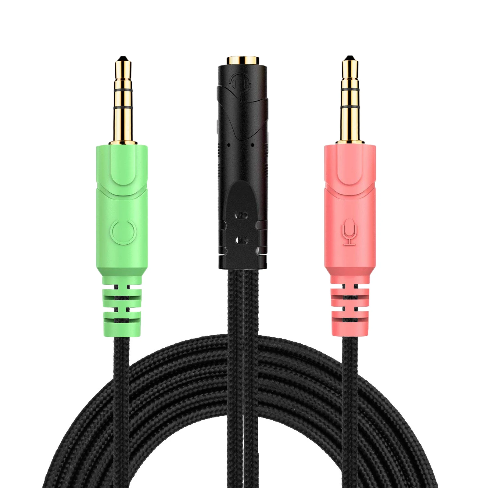 Braided Replacement PC Splitter Cable Extension Cord For Kingston HyperX Bose Logitech Sennheiser JBL Gaming Headsets