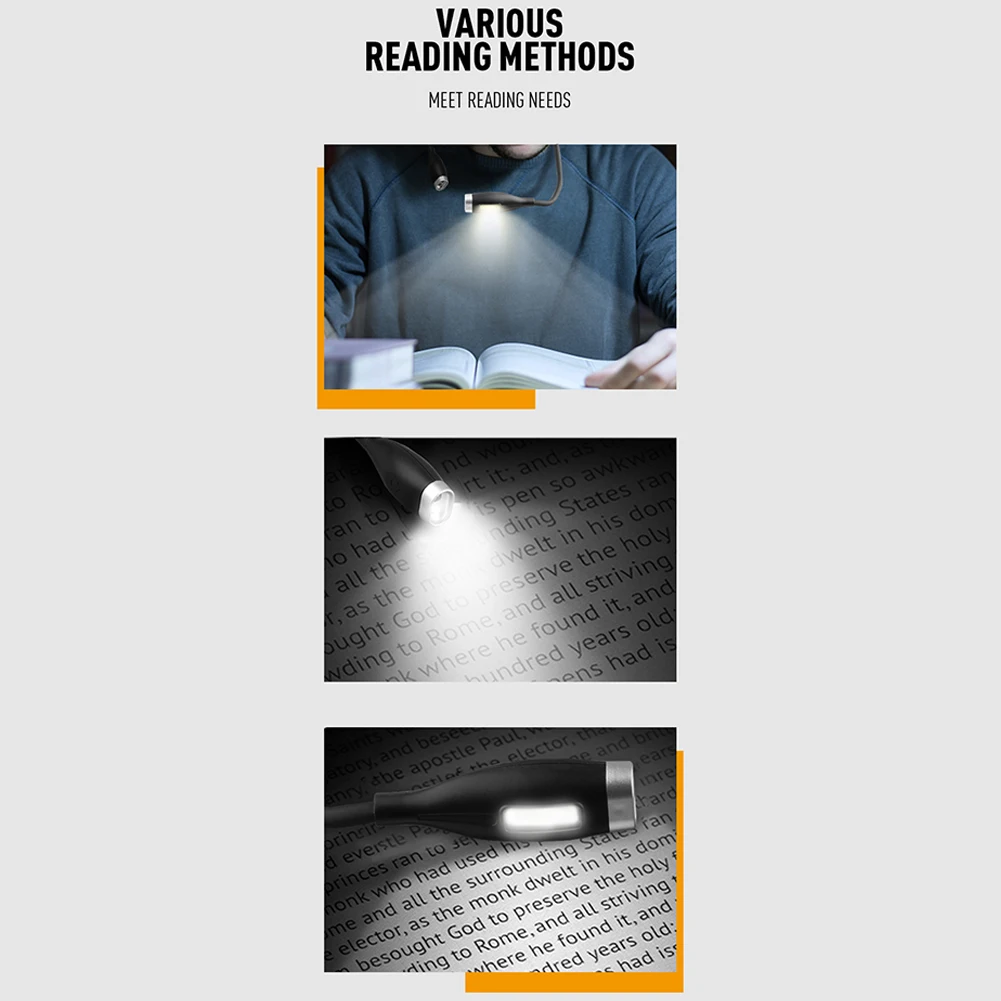 LED Neck Reading Light Bendable Arms LED Night Light Flexible Flashlight Rechargeable for Night Running Walking Knitting Camping