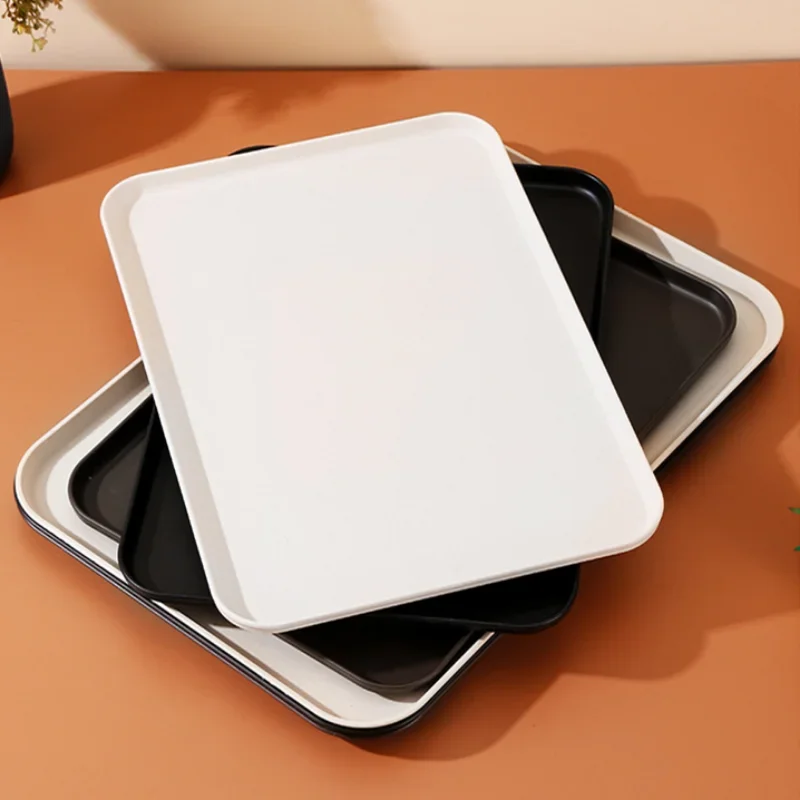 Rectangular Plastic Tray Hotel Restaurant Large Serving Trays Tea Water Dish Home Breakfast Bread Pan Coffee Table Organizer 5