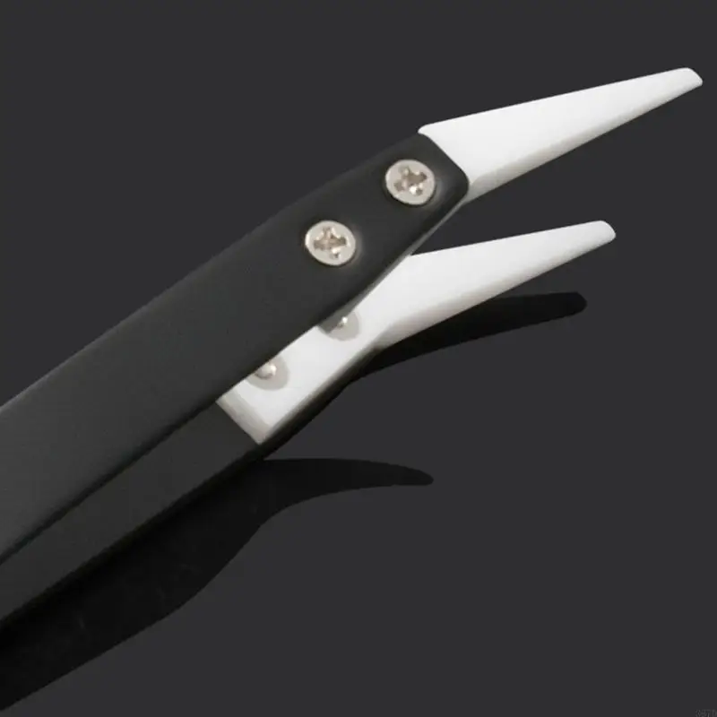 920L 3pcs/set Ceramic Reverse Tweezers Insulation Anti-Static Heat Resistant Non Conductive Tweezers Straight Curved Tips