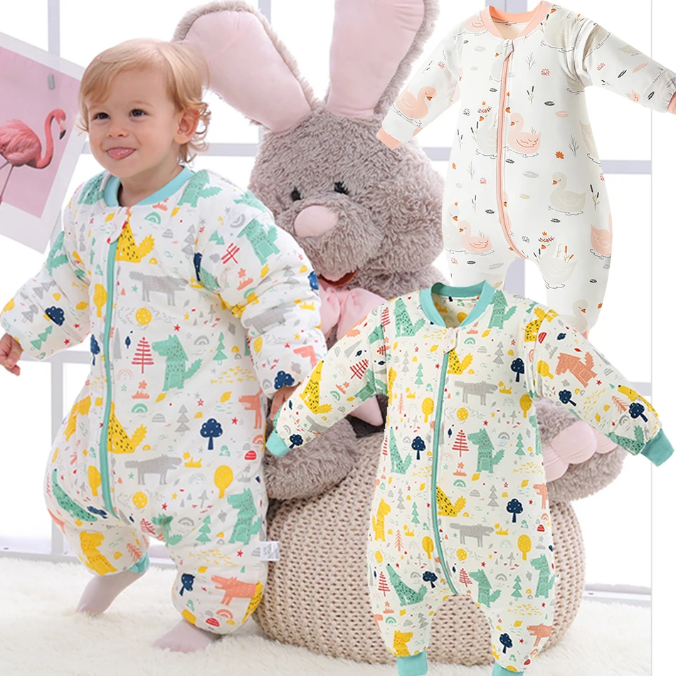 Kids Onesie Pajamas Children Sleepwear for Boy Girl Cartoon Print Winter Warm Toddlers Jumpsuit Nightwear Clothes