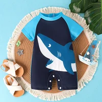 Summer 0-2 Years Old Fashion Trend Cute Baby Universal Comfortable Soft Shark Print Clear Swimsuit Jumpsuit Personality 4