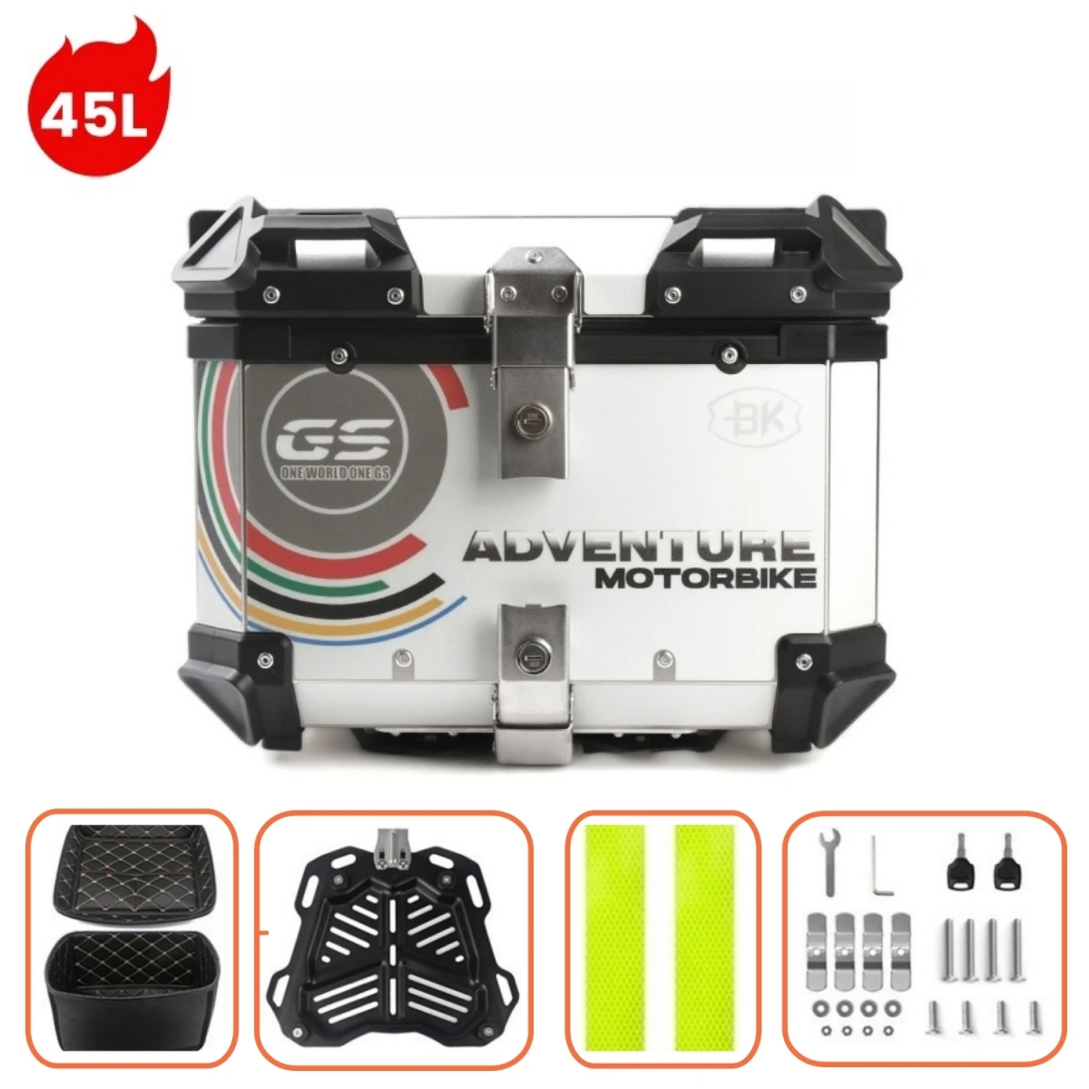 thumbnail image 1 of Baúl de motocicleta, baúl de aluminio, baúl para casco de motocicleta, baúl trasero universal para motocicleta, estuche de equipaje impermeable para viaje, caja para herramientas de motocicleta, 1 of 5