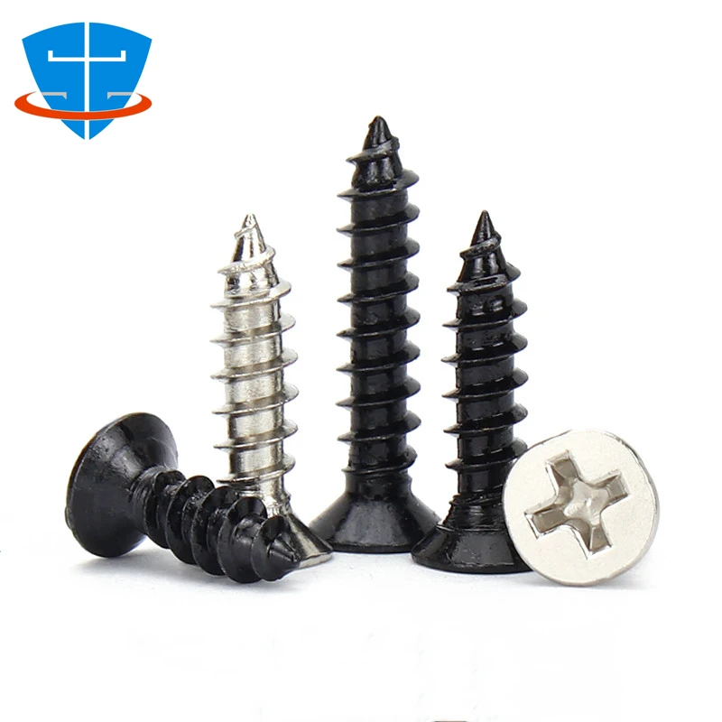 1000/100pcs Phillips Selftapping Wood Screw M1 M1.2 M1.4 M1.7 M2 M2.3 M3 M4 Black Zinc Plated