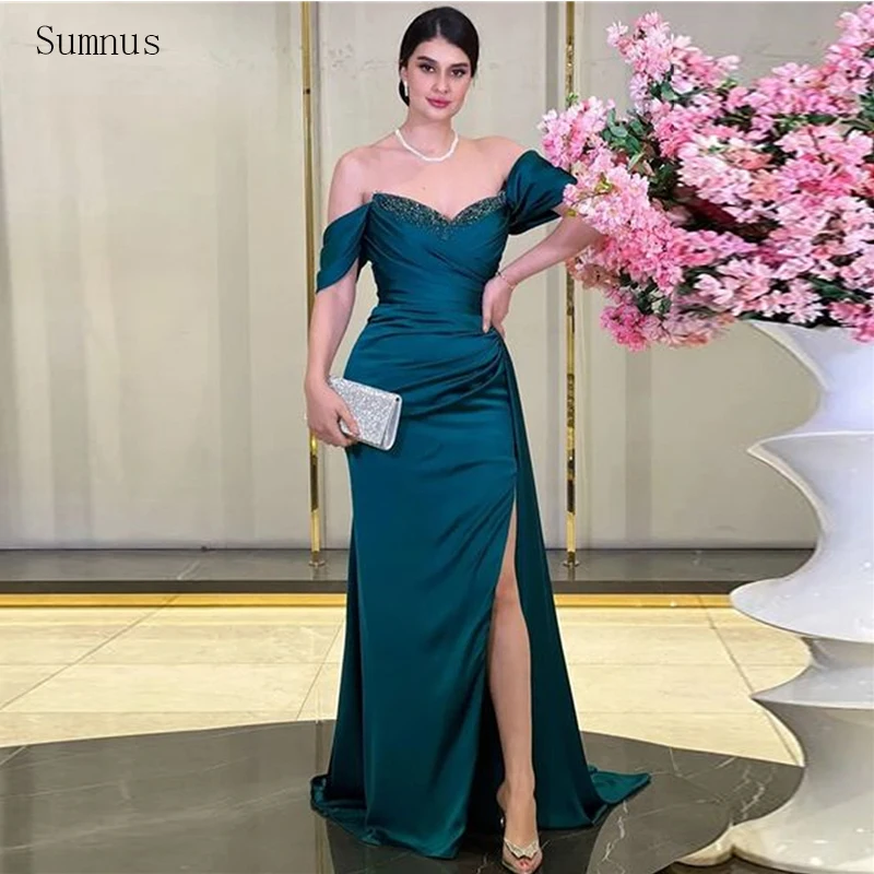 

Sumnus Elegant High Slit Prom Dresses Stain Off The Shoulder Mermaid Evening Dresses Robes De Soirée Vestidos De Gala 2022