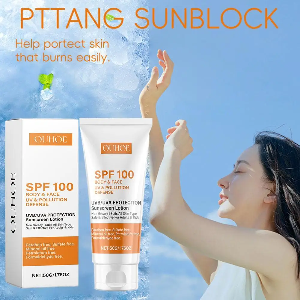 

50g Sunscreen SPF 100 Waterproof Sunscreen Lotion Face Body Anti-Aging Sunscreen Cream UV Protector Concealer Moisturizing Skin