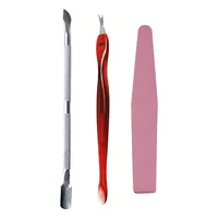 MIZHSE 3pcs Manicure Tools Kits Nail Art File Dead Skin Fork Trimmer Peeling Knife Cuticle Remover Polished Manicure Tools Set 1