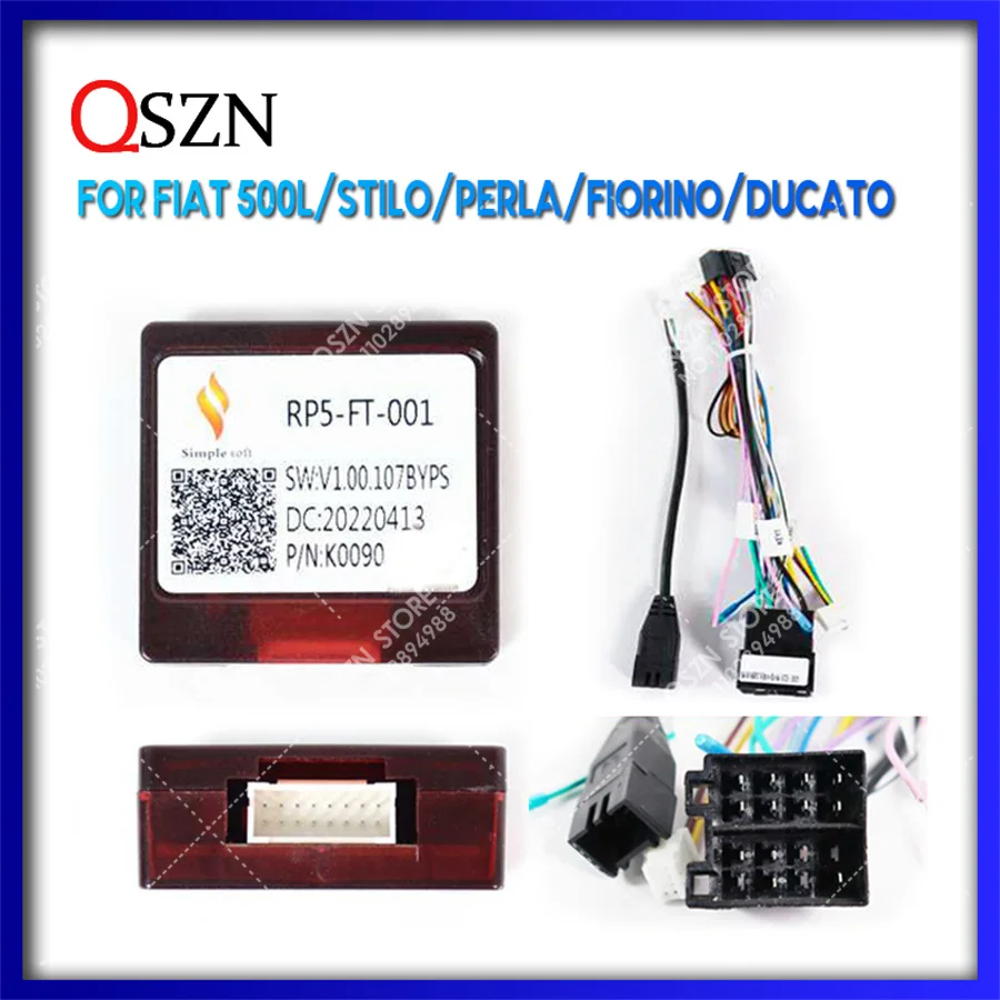 

QSZN For FIAT 500L/STILO/PERLA/FIORINO/DUCATO Android Car Radio Canbus Box Decoder Wiring Harness Adapter Power Cable RP5-FT-001