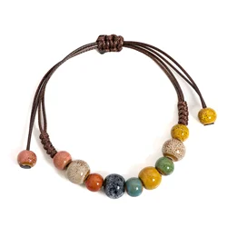 Vibrant Handmade Ceramic Bracelet: Adjustable Vintage Style Jewelry (S001155A)