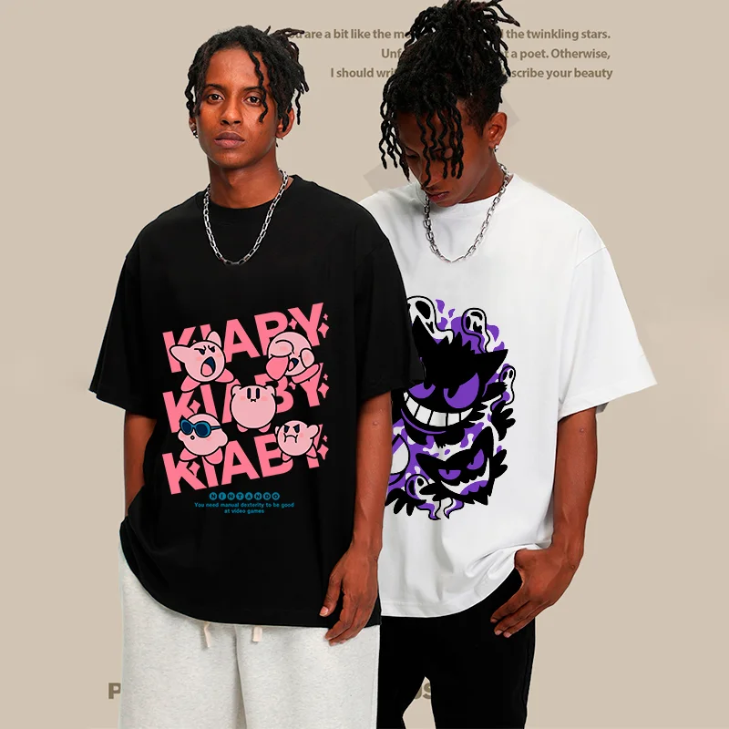 

Pokemon Pikachu Graphic Print T Shirt Vintage Casual Fashion Short Sleeve Plus Size Same Style for Men Women Personality Gengar