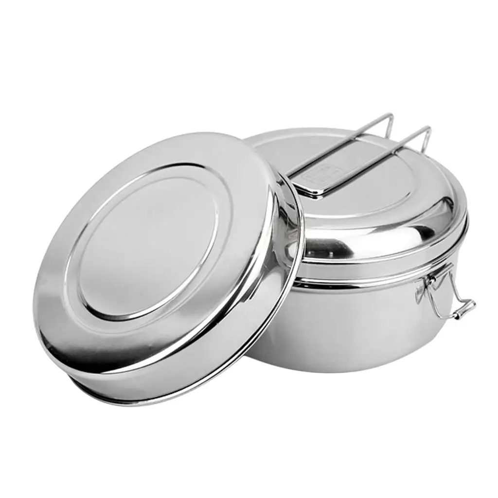 Round Portable Outdoor Bento Box for School Kids Stainless Steel Mess Tin,Keep