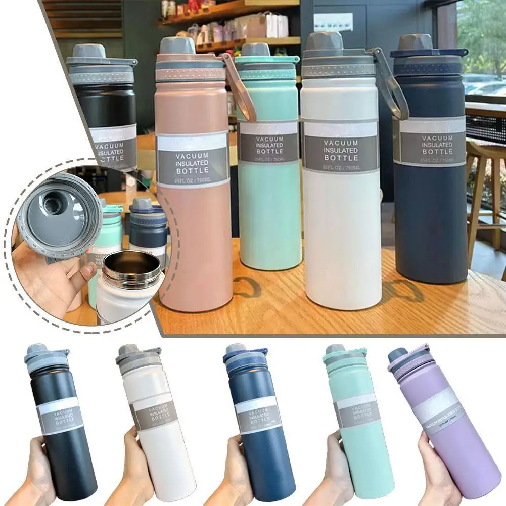 스테인레스 스틸 진공 플라스크 절연 물병, 어린이 커피 머그잔, 여행 컵, 750ml