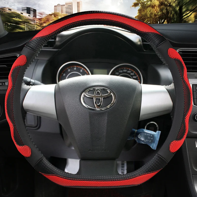 D Shape Car Steering Wheel Cover Leather For Toyota Corolla 2011-2013 RAV4 2011 2012 Wish AE10 AE20 2003~2017 Auto Accessories