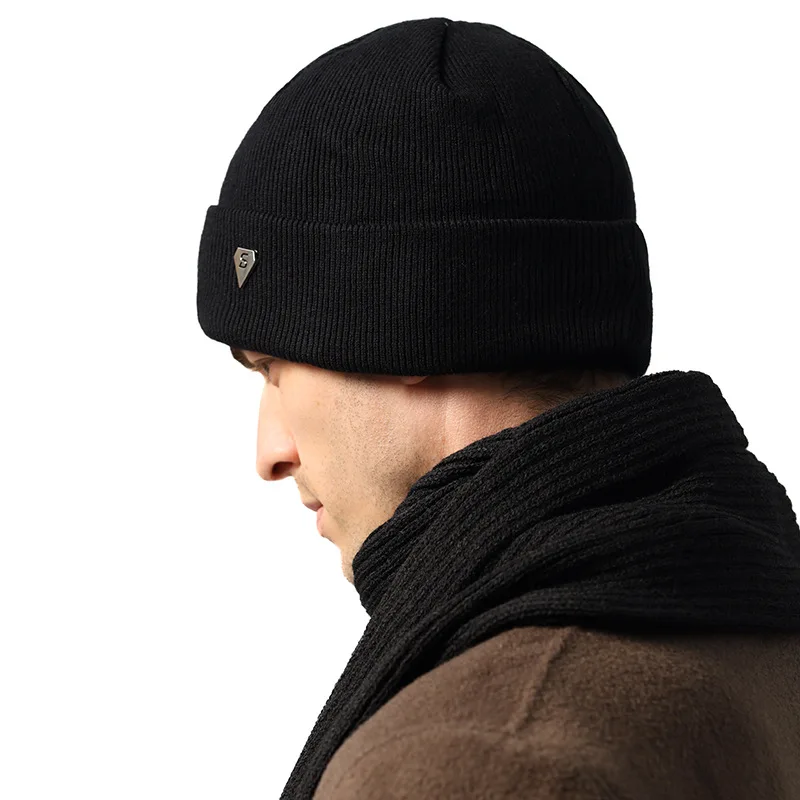 New Fashion Knitted Hat Men's Winter Tide Casual Cycling Warm Solid Color Woolen Cold Hat