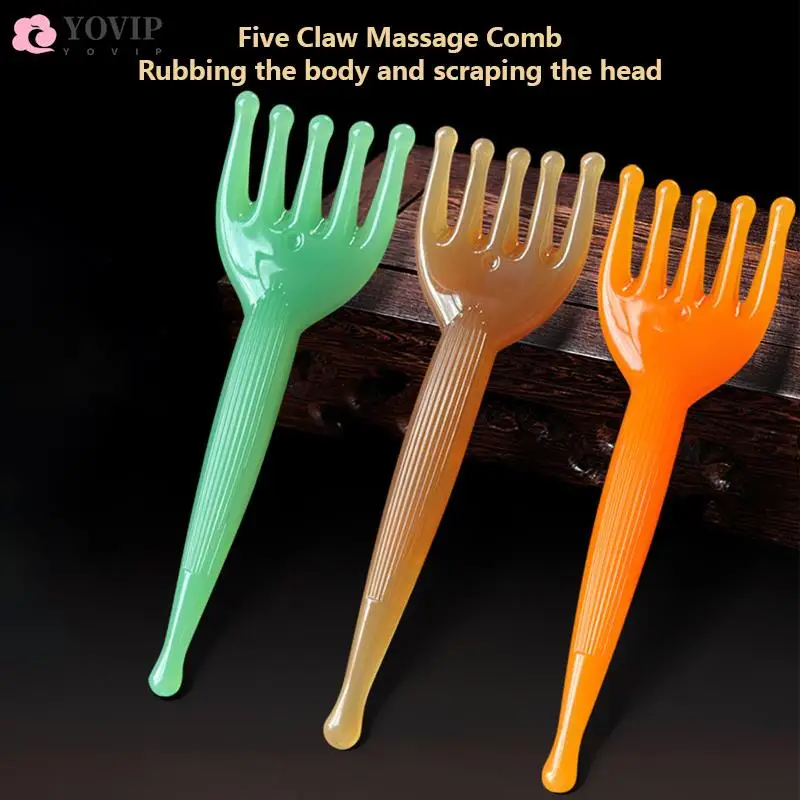 

Head Massage Comb Guasha Stick Five-claw Comb Tool Head Body Pressure Massage Dredging Meridian Stress Release Natural Resin
