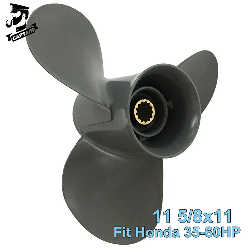 Captain Aluminum Propeller Boat 11 5/8x11 Fit Honda Outboard Engine BF35A BF40A BF45A BF50D 60HP 13 Tooth Spline Honda Propeller